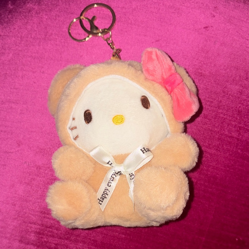 Hello Kitty Plush Keychain with Pink Bow